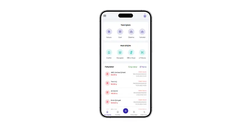 Faturaport v2 mobil ekran 1