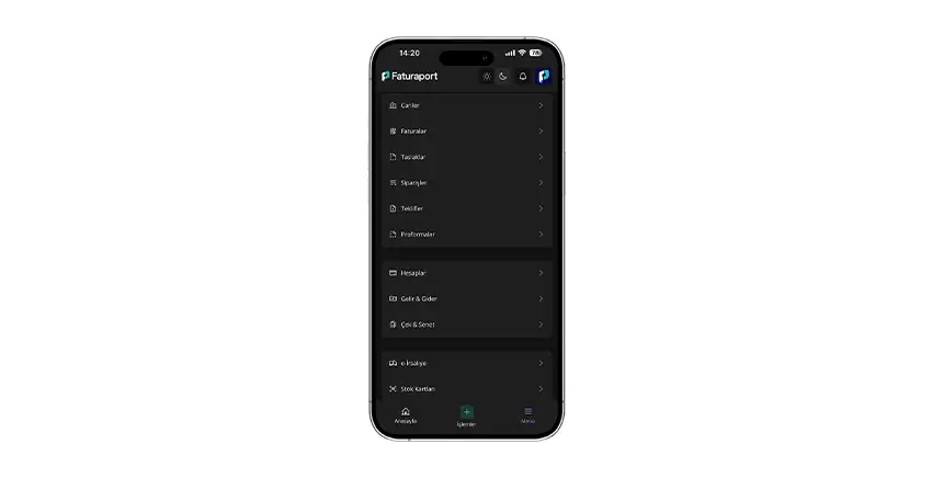 Faturaport v3 mobil ekran 10