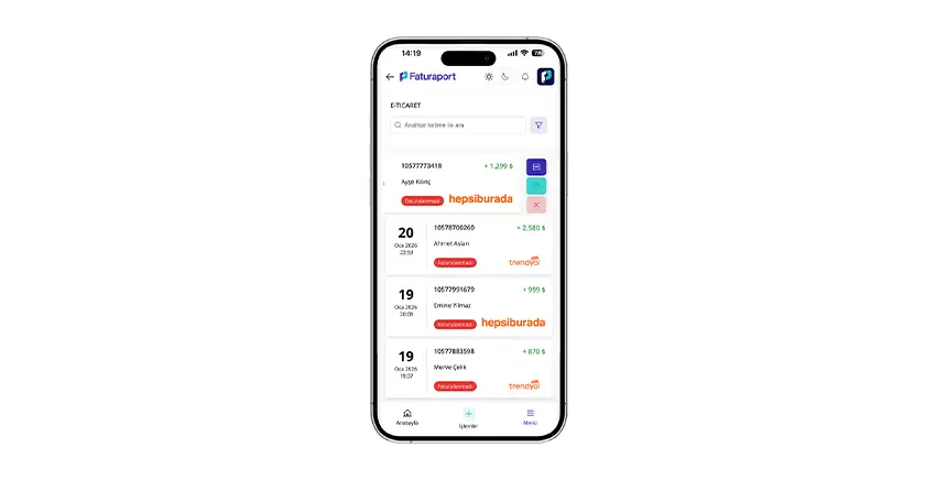 Faturaport v3 mobil ekran 6
