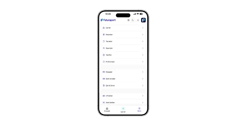 Faturaport v3 mobil ekran 9